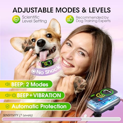 Dog-Bark-Collar-Automatic-Bark-Collar-for-Small-Medium-Dogs-Safe-Humane-No-Shock-Bark-Collar-Effective-Rechargeable-Smart-Bark-Collar-with-7-Adjustable-Sensitivity-Beep-Vibration