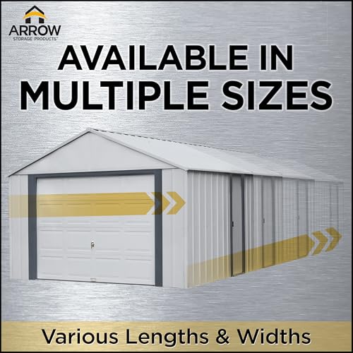 Image of Arrow Shed 12' x 17' Murryhill Garage Galvanized Steel Extra Tall Walls Prefabricated Shed Storage Building, 12' x 17', Flute Gray