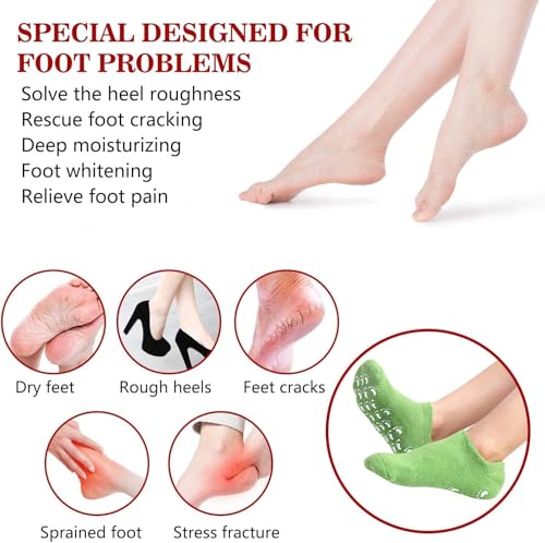 Image of Silicone Socks for Women, anti crack heel repair silicone socks for women, Spa Gel Socks for Women, Silicon Socks, Silicone Socks for Men, Foot Hydration Socks Vitamin E- Multicolour
