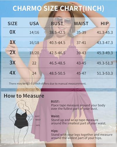 Image of Charmo Plus Size Bathing Suit for Women One Piece Swimdress Tummy Control Ruched Swimsuits Scalloped V Neck Swimwear Army Green Black 3X