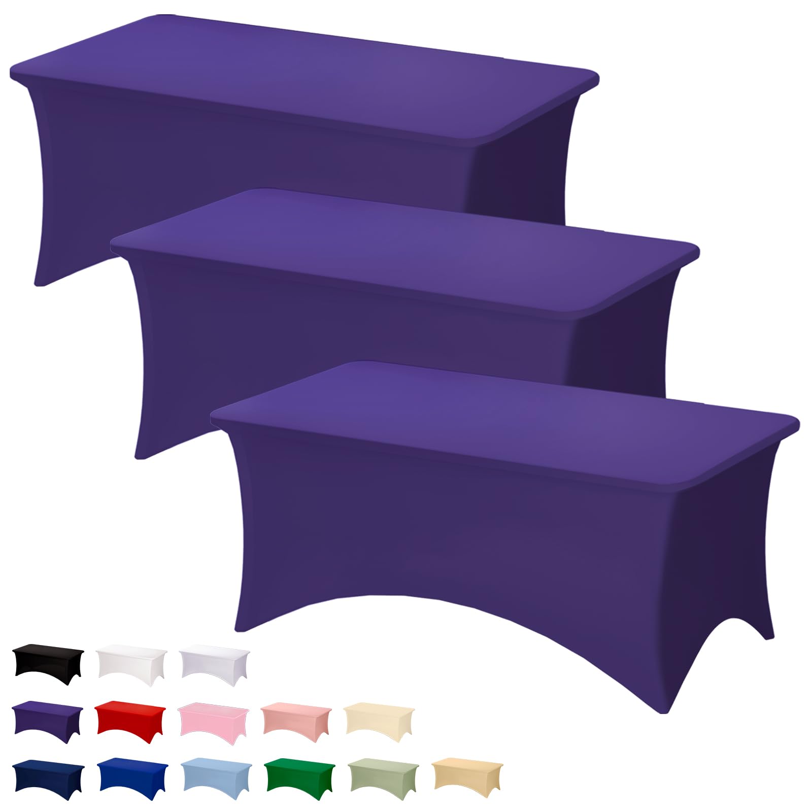 Black Tablecloths - 2 Pack 6FT Fitted Covers -16 Black Tablecloths - 2 Pack 6FT Fitted Covers -16