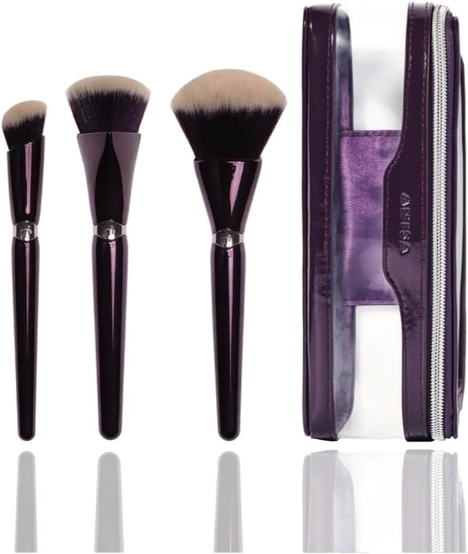 Anisa Beauty Starter Everyday Makeup Brush Set – 3 Essential Brushes for Foundation, Concealer, and Powder Application – Soft, Synthetic Fibers for Flawless, Streak-Free Finish