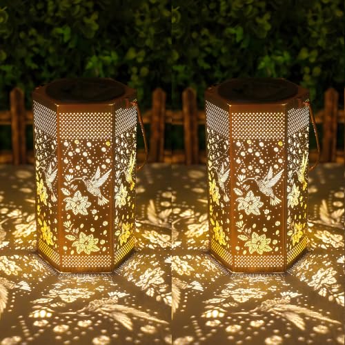 Image of Eandisom Hummingbird Solar Lantern 2Pack Gifts for Women Mom Grandma