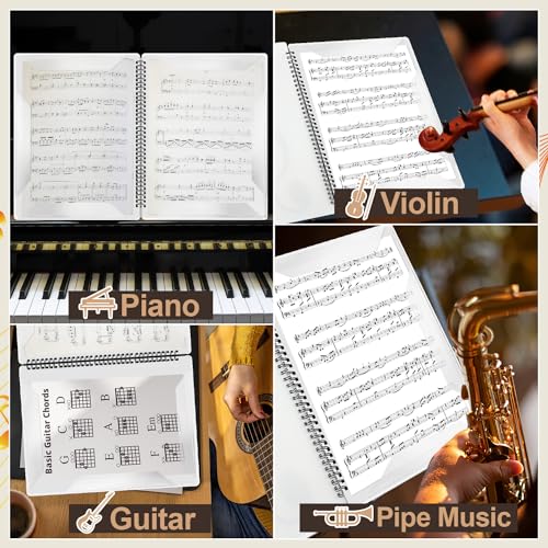 A4 Notenmappem, Music Sheet Chormappe 40 Seiten Notenordner, Wasserdicht Kunststoff Music Folder Notenmappe für Notenblätter für Notenblätter Klavier Gitarre Violine (Weiß)