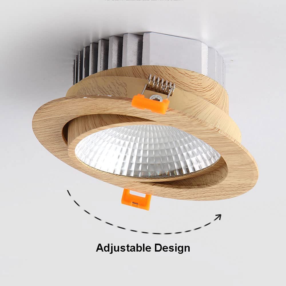 Iluminación Empotrada LED Luces de Techo Aluminio Vetas de Madera Focos LED Empotrables Iluminación de Techo Empotrada de Reemplazo Embellecedor Deflector de Metal,