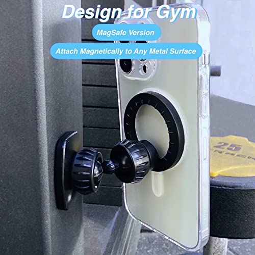 Armolabx Gym Magnetic Phone Holder Mount For Magsafe, Dual Magnetic Phone Holder For Gym Record Attach To Metal Surface, Gym Phone Holder Compatible With Iphone 14 13 12 Pro Plus Max Min Magsafe Case #TOP1
