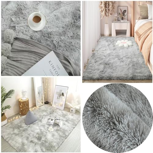 Tapis chambre enfant fille gris clair 185x500 cm moelleux - 8