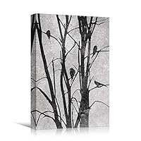 SIGNWIN Canvas Wall Art Silhouette of Winter Tall Trees Nature Forest Illustrations Abstract Modern Scenic Dramatic Black and White for Living Room, Bedroom, Office - 12x18 inches