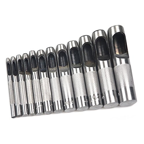 Image of OWDEN 12Piece Leather Hole Punch Set with a Free Cutting mat,Leather Tool,Hollow Punch Set, Round Hole Punch Set,for Cutting of Soft Material
