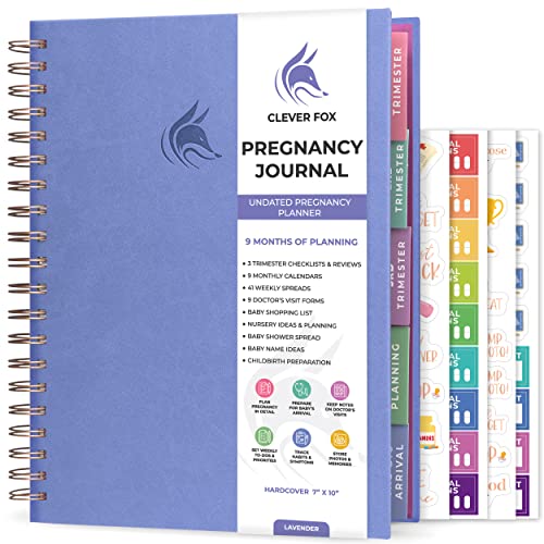 Image of Clever Fox Pregnancy Journal & Memory Book - 9 Month Weekly Pregnancy Planner & Notebook for Expecting Moms – Pregnancy & Baby Keepsake Book - Gift for First Time Moms - Hardcover, 8.5x10.5″ (Lavender)