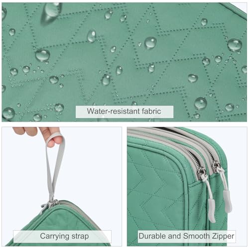Image of FYY Electronic Organizer, Large Travel Cable Organizer Bag Pouch Electronic Accessories Carry Case Portable Waterproof Double Layers All-in-One Storage Bag for Cable, Cord, Charger, Pattern Green