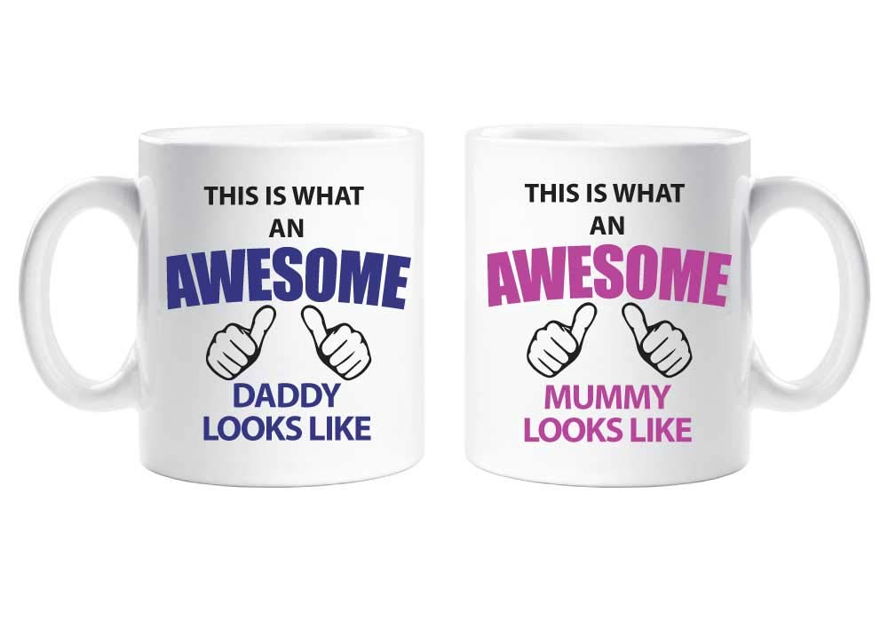 This is What an Awesome Mummy Daddy Mug Set Parents Present Mummy and Daddy Gift New Baby Christmas Anniversary Cup Cera