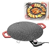 Electric Grill Pan 30cm, Stylish Electric BBQ Griddle, Electric Grill Plate with Efficient Cooking, Excellent Heat Retention for Home (US Plug...