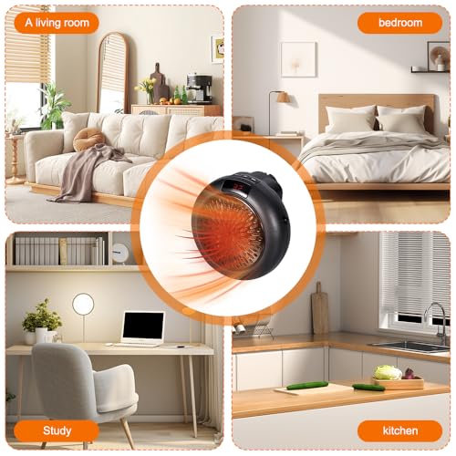 Hojalis Mini Ventilador Calentador Enchufe, 900W Calefactor de Enchufe con Mando a Distancia, Calefactores Bajo Consumo, Portátil PTC Cerámica Enchufe Calentador, Calefactor Electrico Apto Baños - imagen 7