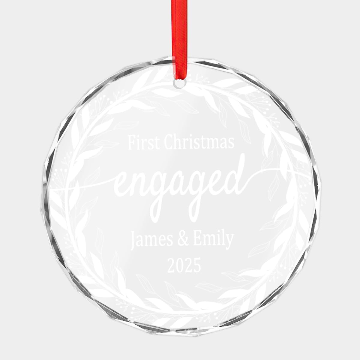 Personalized Engaged Glass Ornament, Personalized Engagement Gift, Engagement Keepsake