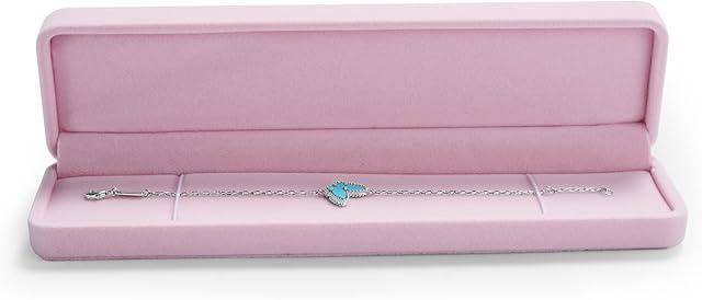 Oirlv Necklace Box, Pink Velvet Necklace Gift Box Long Chain/Bracelet/Pendant Jewellery Display Boxes Black Necklace Case for Engagement Wedding Mothers Day Christmas Thanksgiving Birthday Mom Gifts