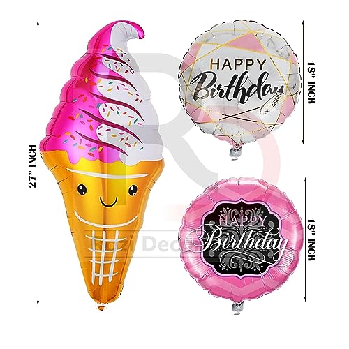 Image of Rozi Decoration Latex, Foil, Cardstock Ice Cream Theme Birthday Decoration Items Set Of 58 Pcs Pastel Balloons For Donut Theme Birthday Parties Decorations, Candy Theme Birthday Decoration