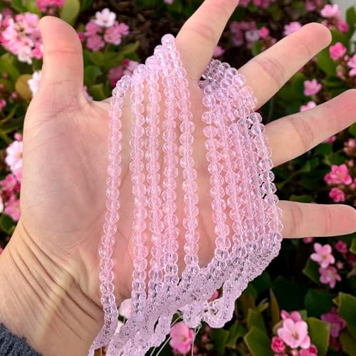 Image of 200pcs Czech Faceted Rondelle Crystal Glass Beads 6mm Bulk Light Rose Pink
