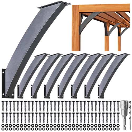Epcee Heavy Duty 45 Degree Angle Support Bracket 2"×4" (Actual: 1.5"×3.2") Wood Beam Support Hardware Degree Post Bracket for Gazebos Pagola Porches 8Pcs