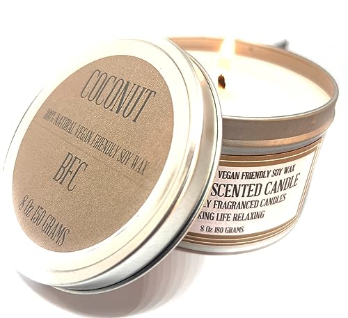 BFC 8 Oz 180 Grams Coconut Scented Soy Wax Candle