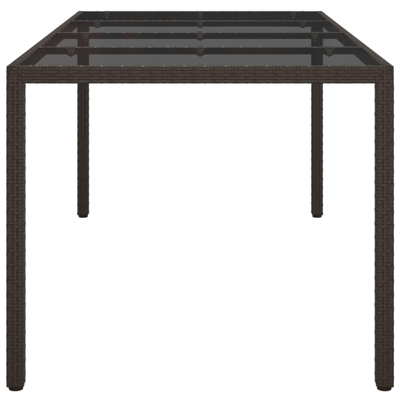 Homgoday Mesa de jardín marrón 190 x 90 x 75 cm cristal templado poliratán, mesa de jardín, mesa de terraza, mesa de comedor, mesa de cocina, mesa de jardín, mesas exteriores