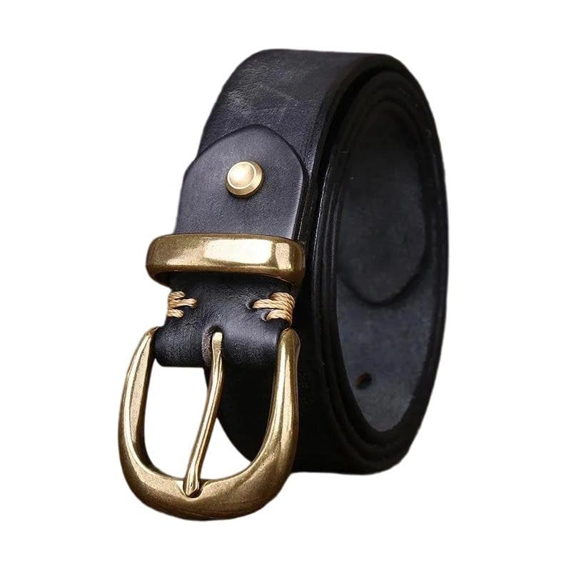 Unisex 3.3Cm Men And Women Vintage Belt Female Copper Buckle Belt Male Jeans Strap
