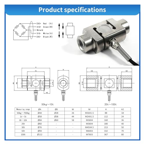 Sensor de carga para báscula electrónica de 700 kg y celdas de fuerza tipo S 4