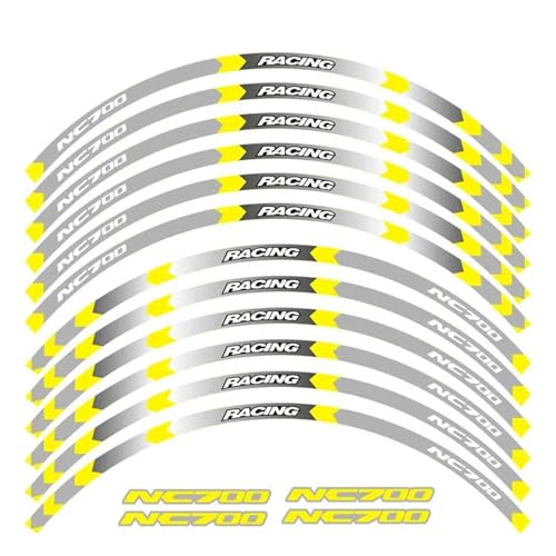 Autocollants de jante moto 17 pouces bande jaune pour accessoire roue NC700