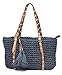 Encarni Zapatería - Strohhalmtasche für Damen | Strandtasche mit Stil - Maße 36 x 23 x 8 cm - Rom, blau, G