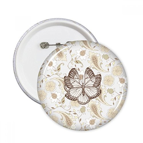 Badge bouton fleurs et papillon rose pâle : le cadeau idéal en lot de 5 broches rondes L
