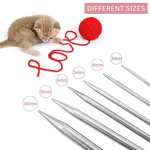 Yolev YOLEV-529088 6 Pieces Stainless Steel Circular Knitting Needles Set 80 Cm Double Pointed Metal Knitting Needles Set thumb #2