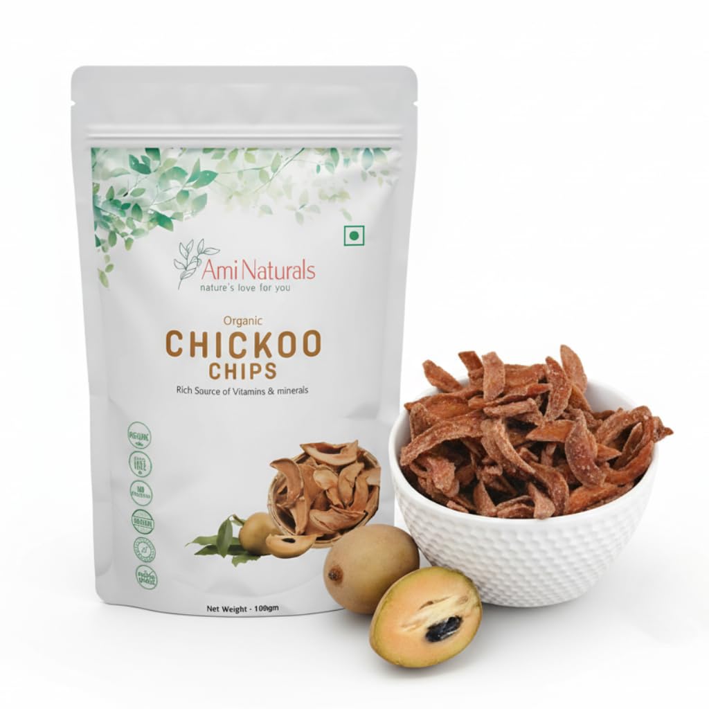 Ami Naturals Chikoo Chips 100g | 100% Pure Organic Sapota Fruit Slices • Naturally Sweet Fruit Snack • No Sugar, No Preservatives • Healthy Snack for All Ages-image-20
