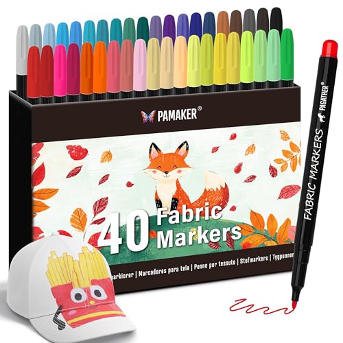 40 rotuladores textiles – Lavable a máquina y permanente para camisetas, bolsas de tela, zapatos y más – No tóxico, ideal para niños y adultos