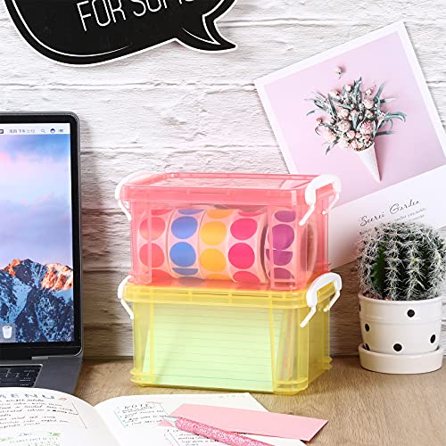 3 Pieces Index Card Box Plastic Flash Card Holder 3 X 5 Inch Recipe Card Storage Organizer Colored Photo Box For Filing Notes, Addresses, Recipes (Yellow, Blue, Pink) #TOP2