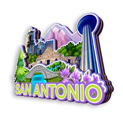 Quwsne Calamita da frigorifero San Antonio Texas Stati Uniti magnete da frigorifero souvenir da viaggio città regali turistici 3D classici punti di riferimento artigianali fatti a mano decorazione