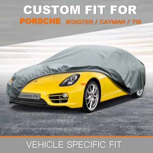 Image of Kayme Heavy Duty Car Cover Custom Fit Porsche 718 Boxster Cayman 981 982 986 Waterproof All Weather for Automobiles, Full Car Cover - Sun, Rain & UV Protection