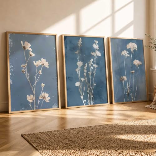 Image of kotart Floral Art Home Decoration For Wall Decor | Aesthetic Paintings With Frame For Living Room Bed Room Hotel Wall Decor Digital Reprint Set of 3 (20x30 Inch)