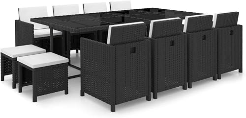 DGZLIIO Muebles de balcón sillas de mimbre para exteriores juego de comedor para todo tipo de clima juego de comedor de patio de 13 piezas con