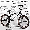 cubsala Freestyle BMX Bike, 20 Inch Yaphet Bicycle for Teen Beginner Adult Riders, Bike with 360° Rotating Handlebar and 4 pegs, Black with Brown Tire #2
