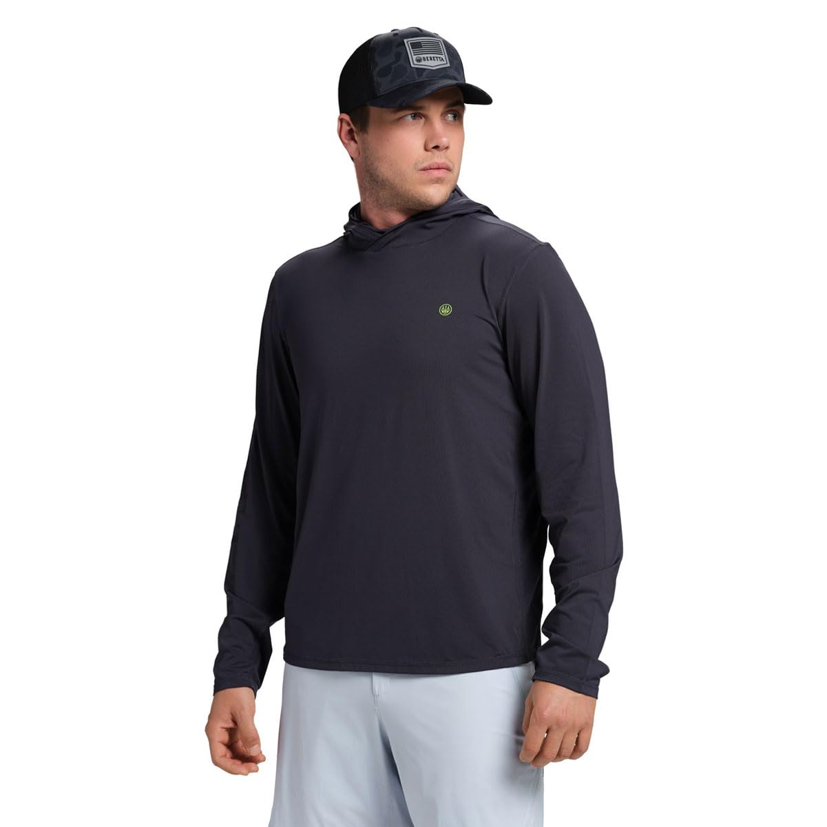 Beretta Keys Flex - Sudadera con capucha transpirable de secado rápido UPF 50+ para hombre, protección solar, casual, para exteriores, activa, manga larga, rendimiento