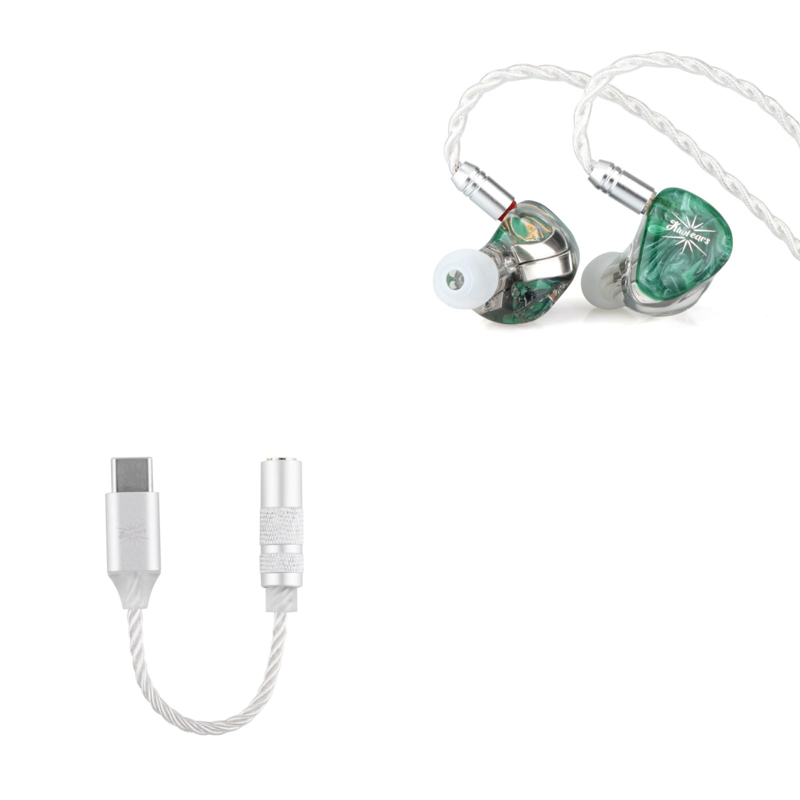 Linsoul Kiwi Ears Orchestra Lite 8BA Personalizado In Ear Monitor IEM + Kiwi Ears AD1 Adaptador DAC para Auriculares de Type-C 3,5mm Hembra