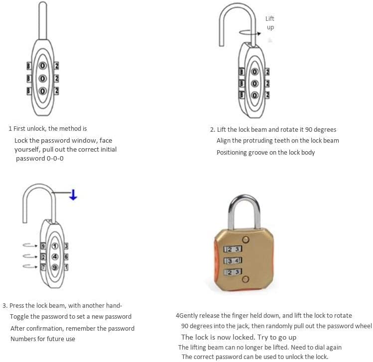 Armadietto a Combinazione, Lucchetto con codice, Lucchetto, Mini Lucchetto con codice, Lucchetto for Bagagli da Viaggio, Lucchetto Piccolo for armadietto 3, Lucchetto con codice Impermeabile