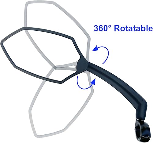 Miniatura 4 de Hafny Nuevo espejo de bicicleta para manillar 2023, brazo largo, lente de vidrio HD, ajustable y giratorio, espejo retrovisor seguro para bicicleta,