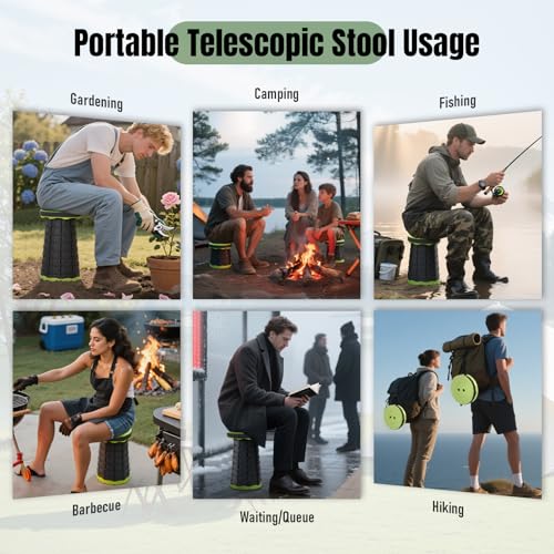 Image of Doseno Collapsible Stool 2 Pack, Portable Telescoping Seat