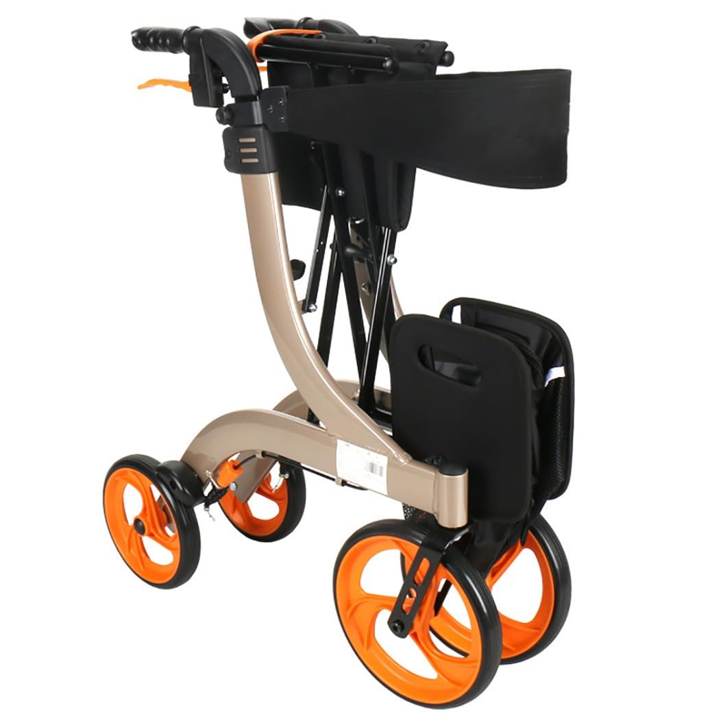 Andador para Ancianos Todoterreno,andador para exteriores,Andador para adultos,Andador plegable ligero,altura ajustable,Rollator plegable para todos los terrenos champagne gold