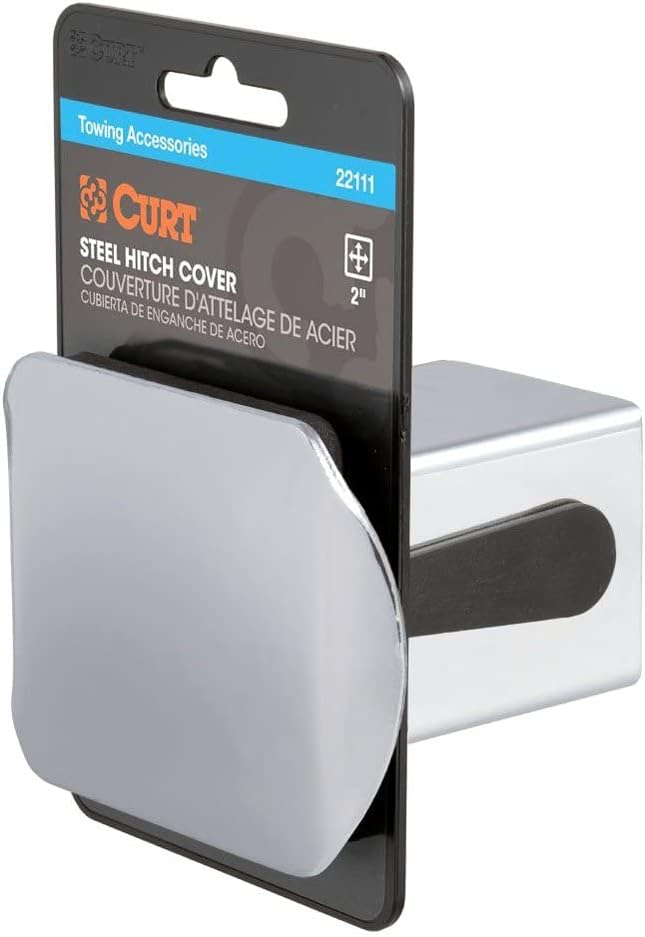 CURT 22111 Chrome Steel Trailer Hitch Cover, Fits 2-Inch Receiver