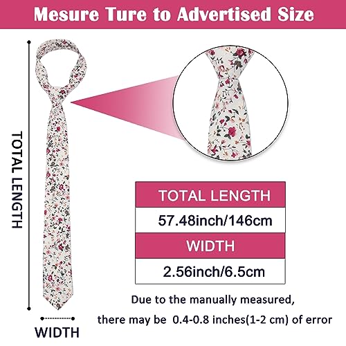 Image of Mantieqingway Men's Cotton Floral Neck Tie 2.56'' Printed Skinny Tie