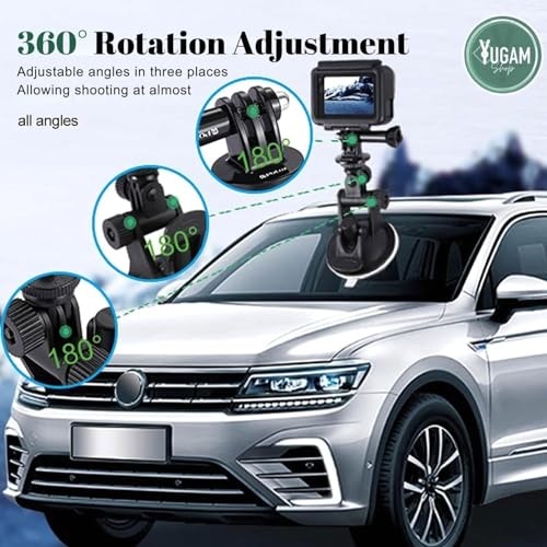 Image of PHOTOMAX Solutions Car Windshield Suction Cup Mount with 1 /4 inch Tripod Screw Super Clamp for DSLR Camera (Universal Mini Camera Suction Mount)