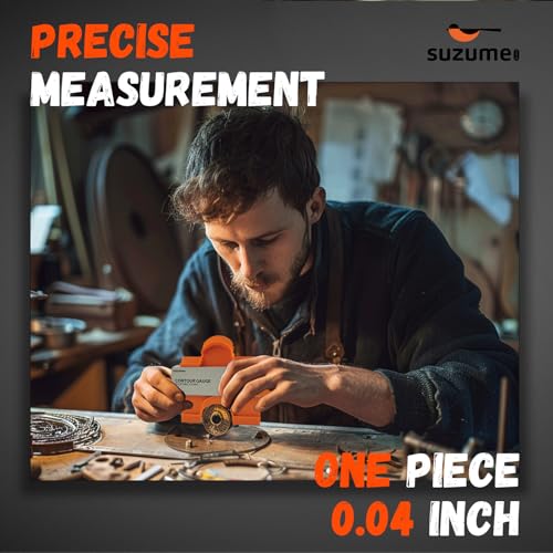 Image of 5inch Contour Gauge Adjustable Lock Super Gauge 0.04 Inch Each Flake Precisely Copy Irregular Shape Contour Gauge Tool with A Woodworking Marker for Fathers Men Husband Boyfriend