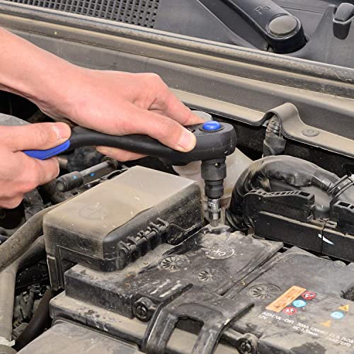 Helakls 3-Piece Ratchet Set 1/2" 3/8" 1/4-Inch Drive Socket Wrench Quick-Release Composite Offset Handle Reversible Gear Spanner For Gift 72-Tooth #TOP5